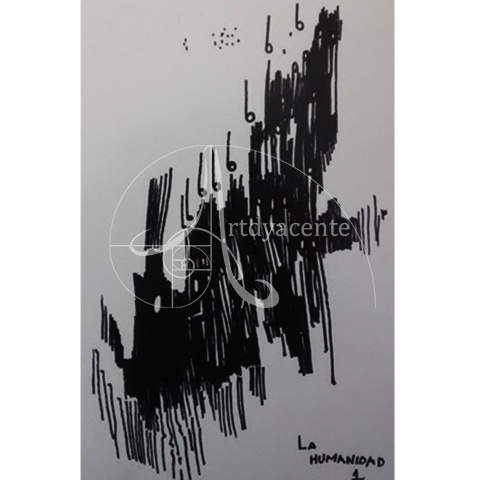  LA HUMANIDAD 01 - OLIVA TORRES. ROTULADOR/PAPEL. 27X22 CM.