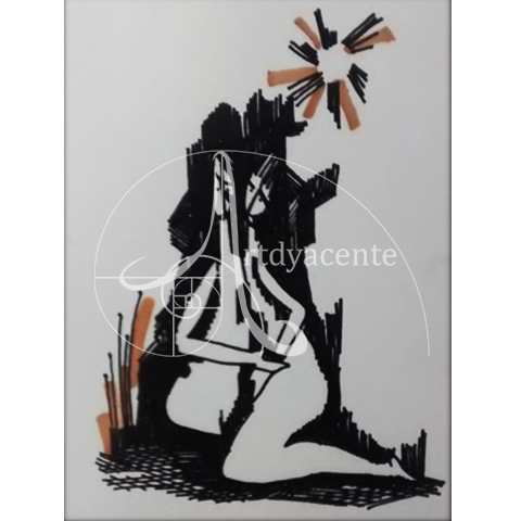  LA HUMANIDAD 07 - OLIVA TORRES. ROTULADOR/PAPEL. 27X22 CM.