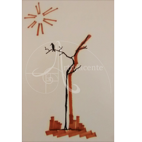  LA HUMANIDAD 10 - OLIVA TORRES. ROTULADOR/PAPEL. 27X22 CM.