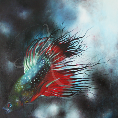  EL PEZ BETTA - NIM OBUN... OLEO/TELA. 55X55 CM