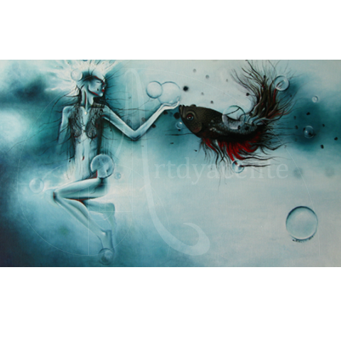  LA DANZA DEL PEZ BETTA - NIM OBUN... OLEO/TELA. 55X89 CM