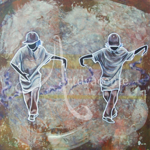  DOS TIEMPOS (FREESTYLE) - OFELIA CUE. ACRÍLICO/TELA. 55X55 CM