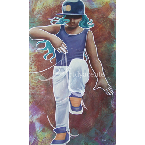  NIÑA ARMÓNICA - OFELIA CUE. ACRÍLICO/TELA. 89X55 CM