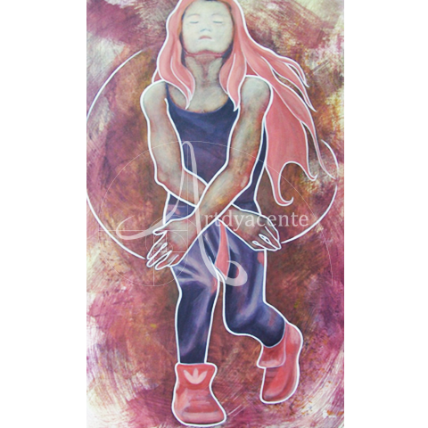  NIÑA ASCENDIENDO - OFELIA CUE. ACRÍLICO/TELA. 89X55 CM