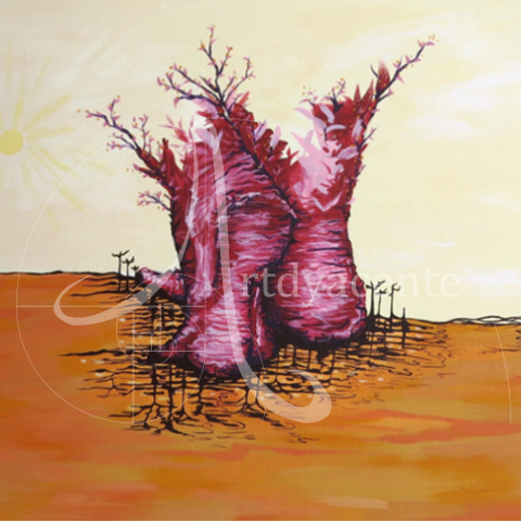  ABUELOS DE MAÍZ; HUHUETLAYOLLI - OLIVA TORRES. ACRÍLICO/TELA 55X55CM