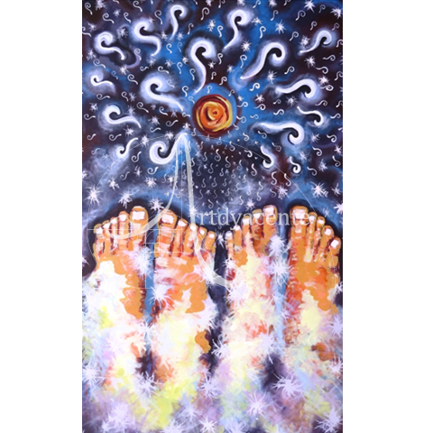  OLLINTLATOA; PALABRA EN MOVIMIENTO - OLIVA TORRES. ACRÍLICO/TELA. 89X55 CM.