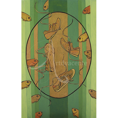  PERDIDOS EN EL FONDO - OFELIA CUE. COLLAGE. 110X70 CM.