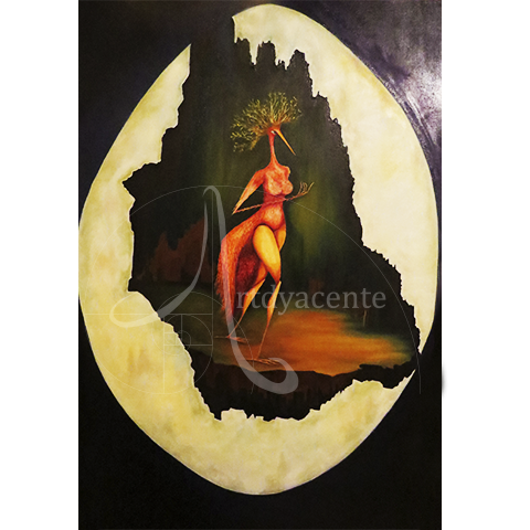  CENTOTOTL; ¿A DÓNDE VA? - OLIVA TORRES. ÓLEO/LIENZO. 180X120 CM.