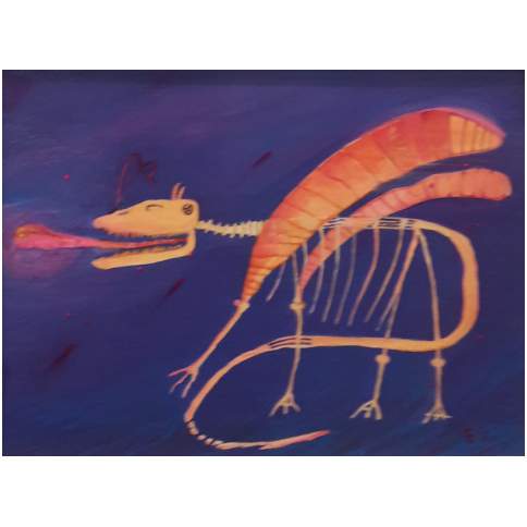 El Último Dragón de hueso - Bida Carrillo. Acrílico/Madera. 30X40 CM.