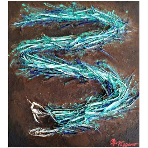 Serpiente Emplumada - Vizzarro (Mario Casillas). MISTA/TELA. 80X70 CM.