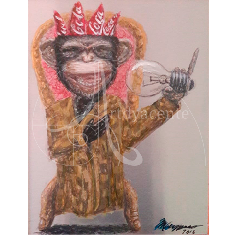 El orgullo evolutivo - Mario Neftali Casillas Fonseca Vizzarro  - Piroxilina / Metal - 44 x 34 cm 