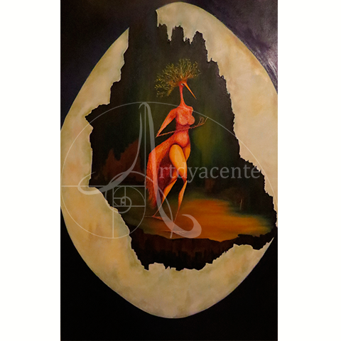  Centototl; ¿A dónde va? - Oliva Torres - Oleo / Lienzo - 180 x 120 cm