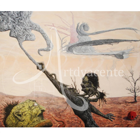  HACIENDO CASTILLOS EN EL AIRE - IVÁN GOAN A. MIXTA / LIENZO. 100X120 CM.