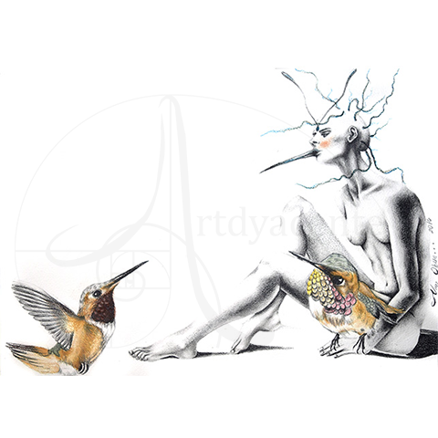  Palabras del silencio – Nim Obun… Grafito y pastel / Papel. 32 x 46 cm.