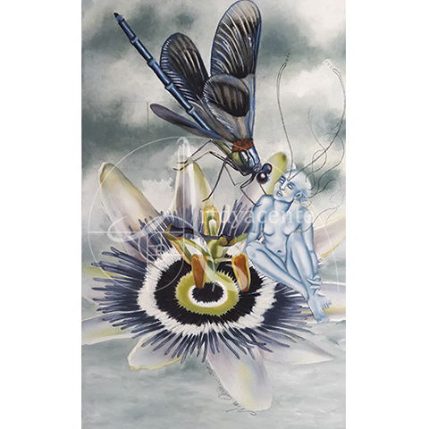  Invitación al vuelo - Nim Obun… Óleo y Grafito / Lienzo. 65 x 40 cm.