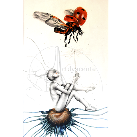  El juego – Nim Obun… Grafito y pastel / Papel. 64.5 x 40 cm.